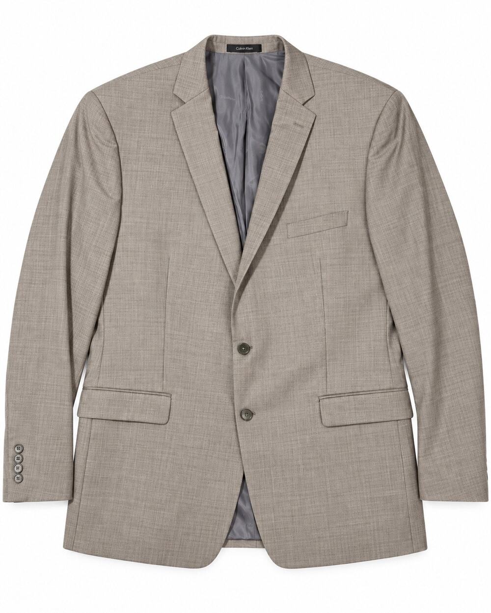 Calvin Klein Men’s 50L 100% Wool Blazer Sport Coat Gray Taupe Two Button Long